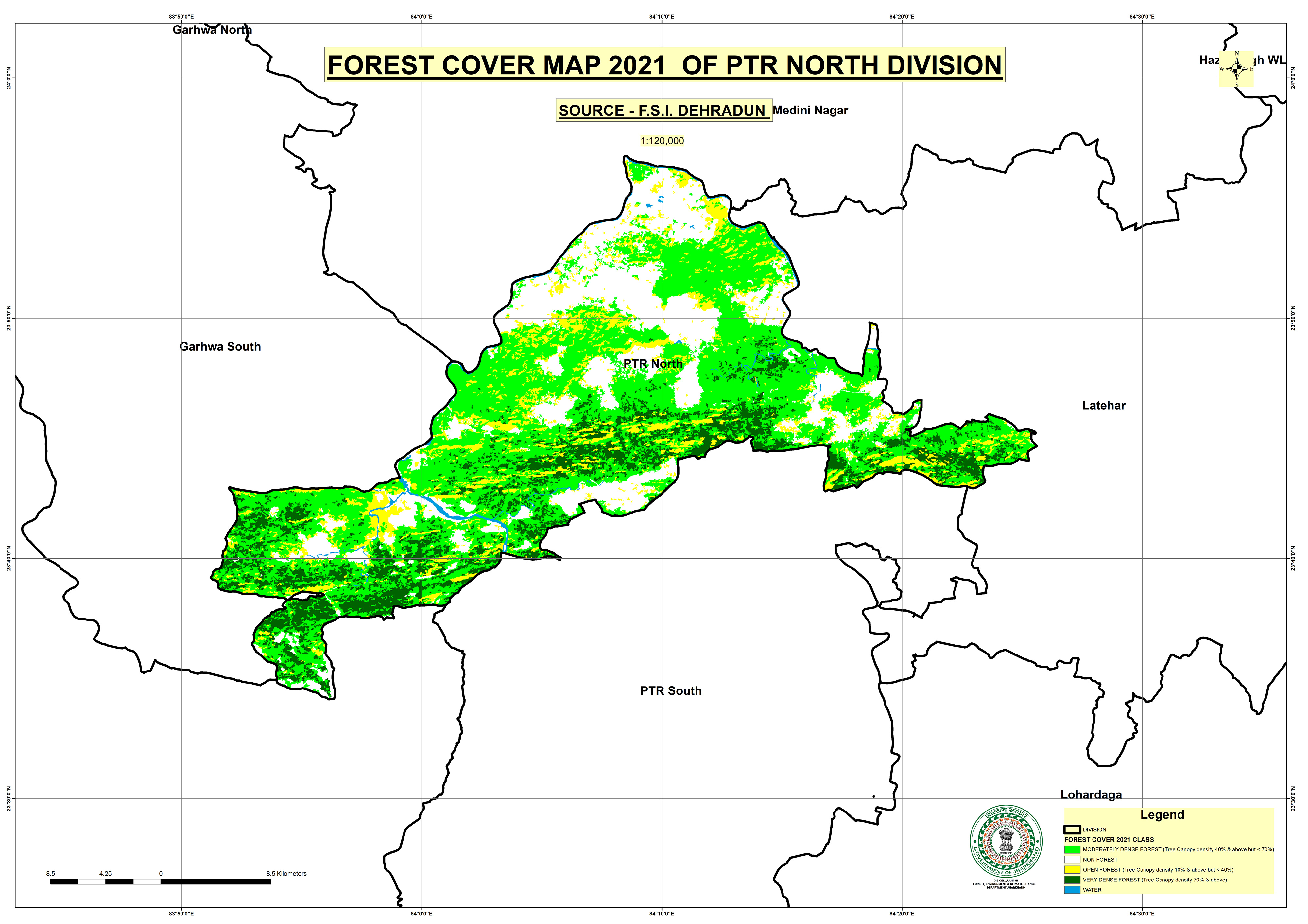 Forest Cover Map of PTR North Jharkhand