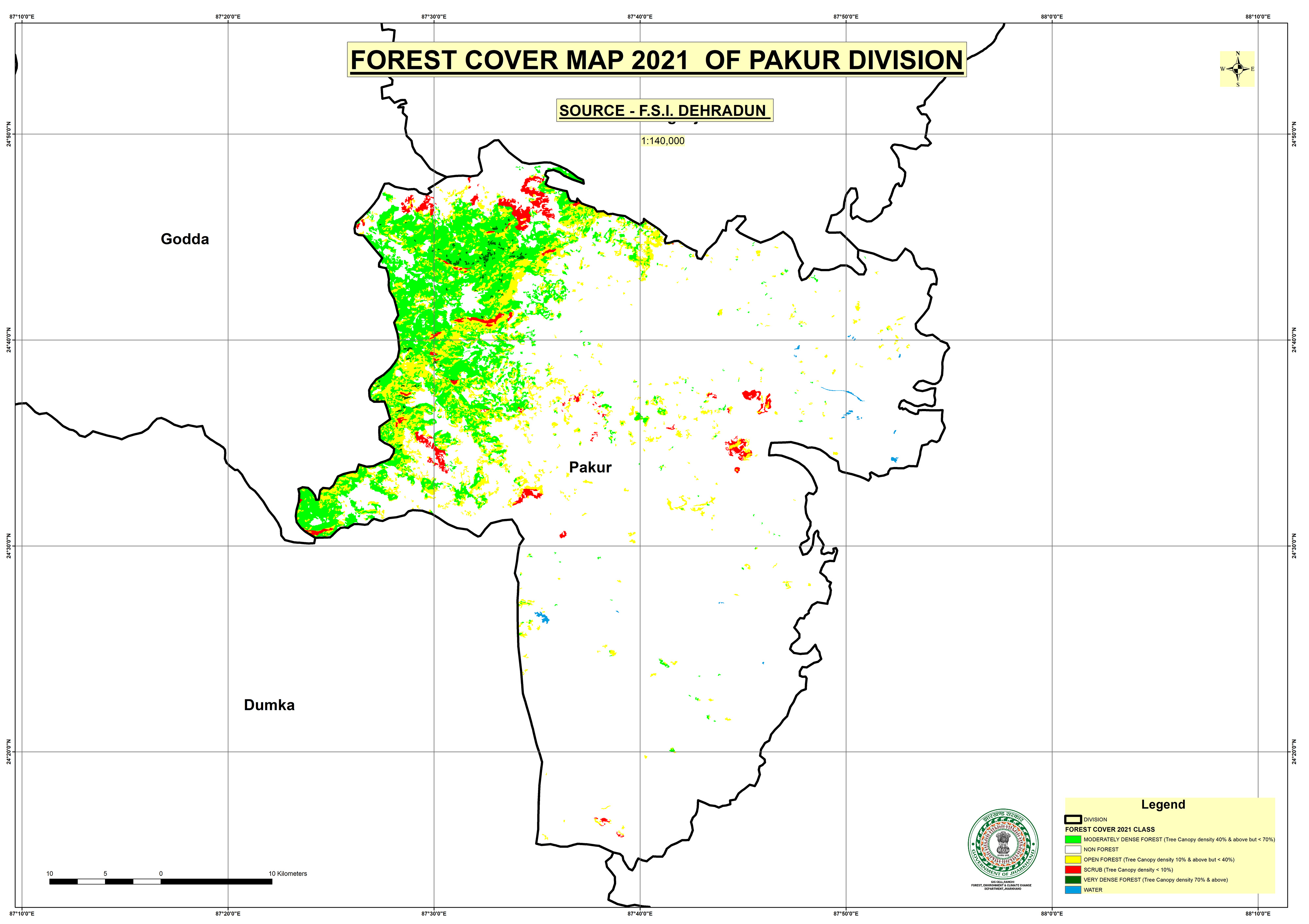 Forest Cover Map of Pakur Jharkhand